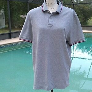 Tommy Hilfiger Light Gray Polo Shirt Size Large